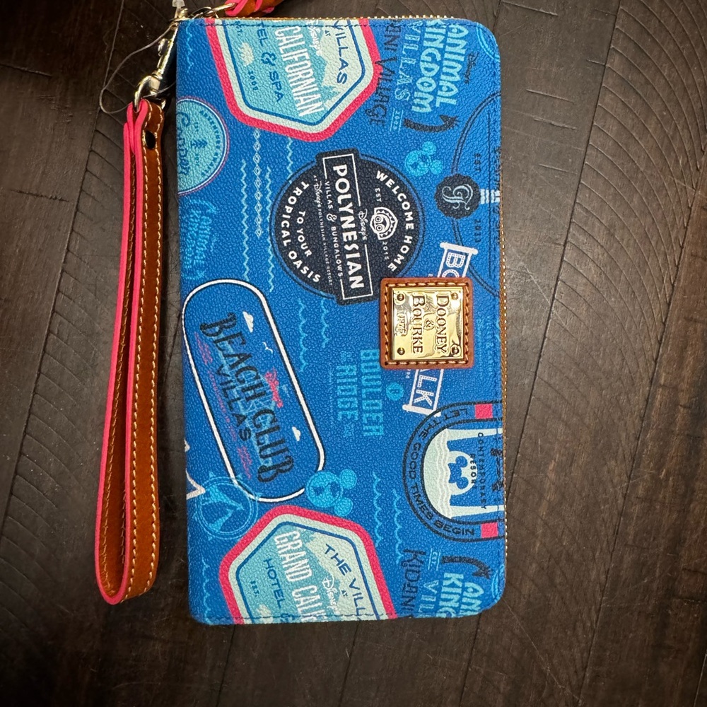 Dooney & Bourke Blue and Pink Graphic Wristlet